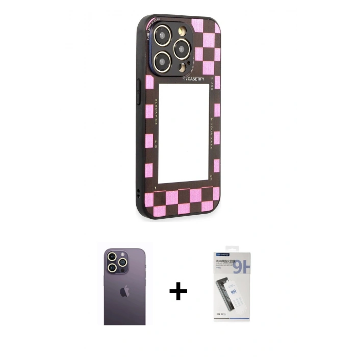 MARSİLYAN™- iPhone 12 Pro Max Kılıf Odak Klasik Serisi - Şeffaf Uv Polymer Nano Ekran Koruyucu + Beyaz Neon Fosforlu Kamera Lens