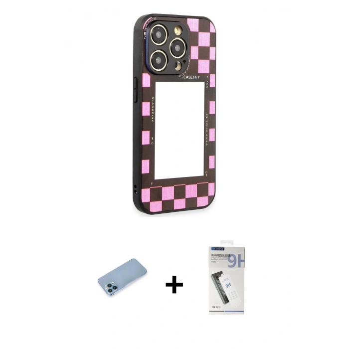 MARSİLYAN™- iPhone 12 Pro Max Kılıf Odak Klasik Serisi - Şeffaf Uv Polymer Nano Ekran Koruyucu + Shine Kamera Lens Koruma Cam - MI