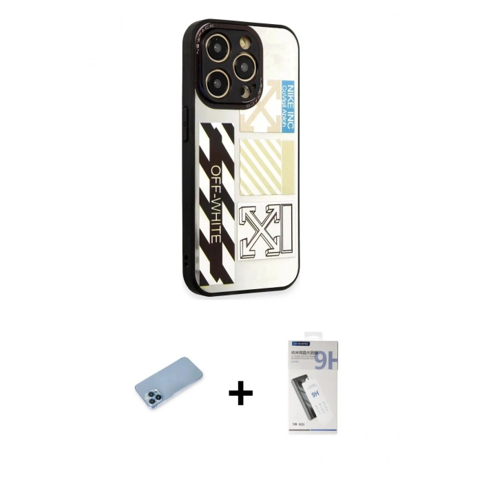 MARSİLYAN™- iPhone 12 Pro Max Kılıf Odak Klasik Serisi - Şeffaf Uv Polymer Nano Ekran Koruyucu + Shine Kamera Lens Koruma Cam - MI