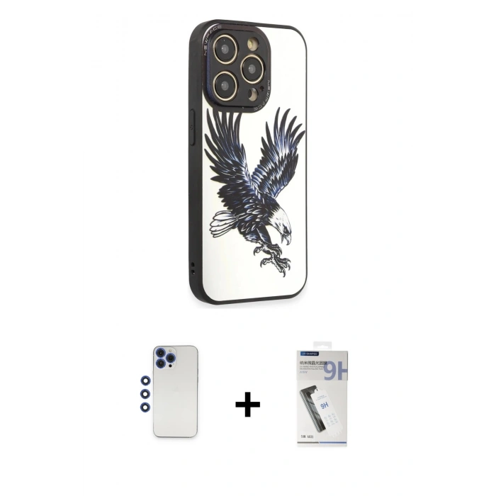 MARSİLYAN™- iPhone 12 Pro Max Kılıf Odak Klasik Serisi - Şeffaf Uv Polymer Nano Ekran Koruyucu + Shine Kamera Lens - LT