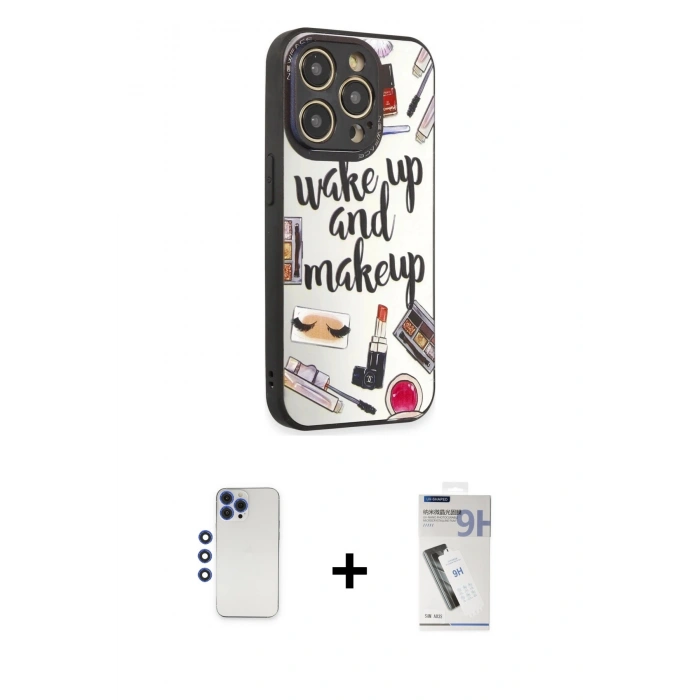 MARSİLYAN™- iPhone 12 Pro Max Kılıf Odak Klasik Serisi - Şeffaf Uv Polymer Nano Ekran Koruyucu + Shine Kamera Lens - LT