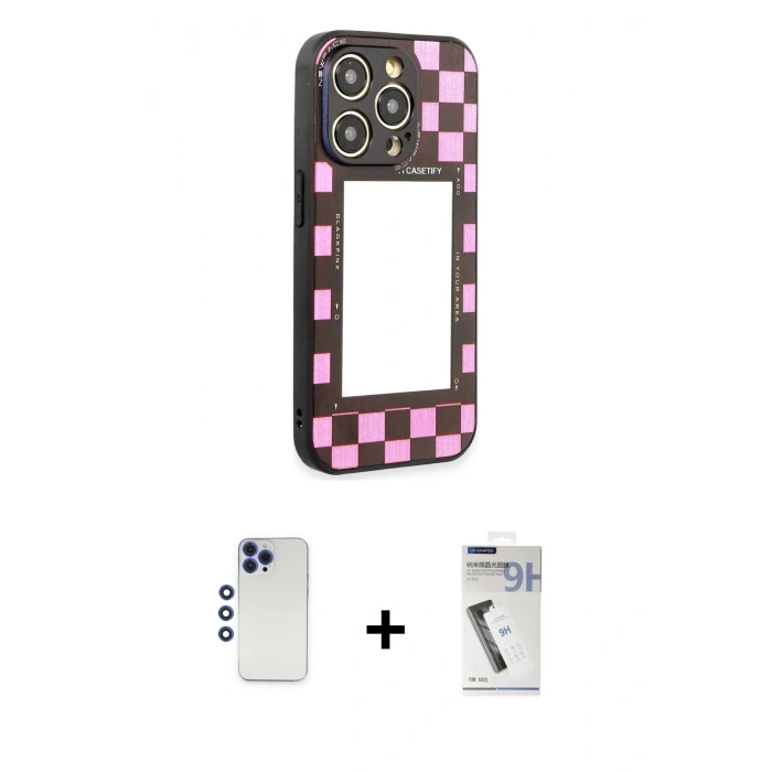 MARSİLYAN™- iPhone 12 Pro Max Kılıf Odak Klasik Serisi - Şeffaf Uv Polymer Nano Ekran Koruyucu + Shine Kamera Lens - LT