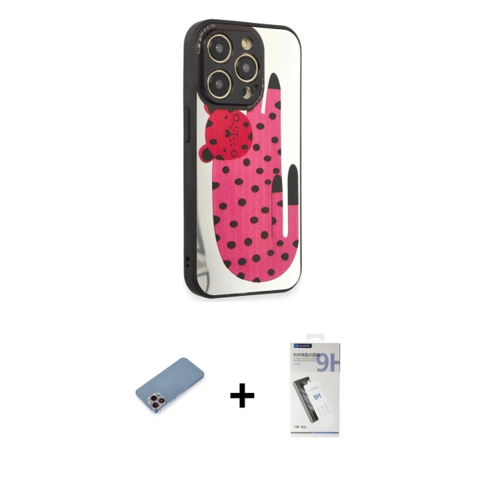 MARSİLYAN™- iPhone 12 Pro Max Kılıf Odak Klasik Serisi - Şeffaf Uv Polymer Nano Ekran Koruyucu + Shine Kamera Lens Koruma Cam - PE