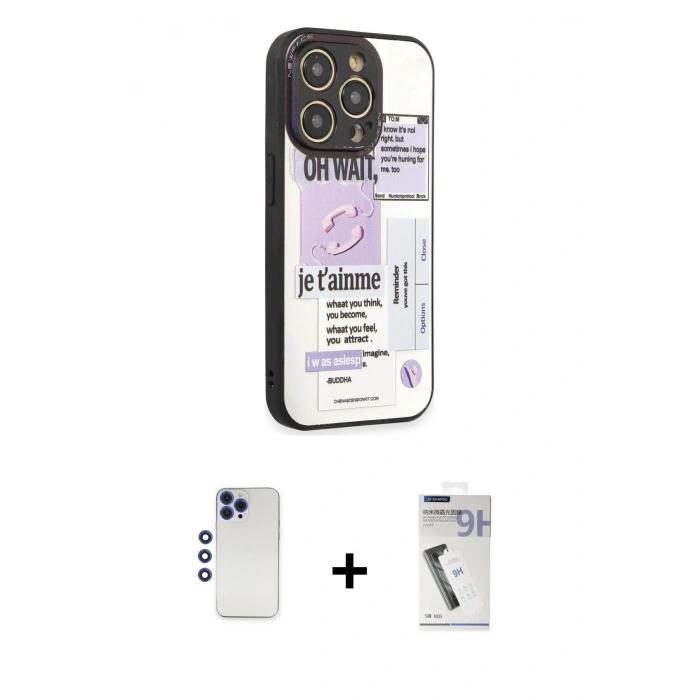 MARSİLYAN™- iPhone 12 Pro Max Kılıf Odak Klasik Serisi - Şeffaf Uv Polymer Nano Ekran Koruyucu + Shine Kamera Lens - LT