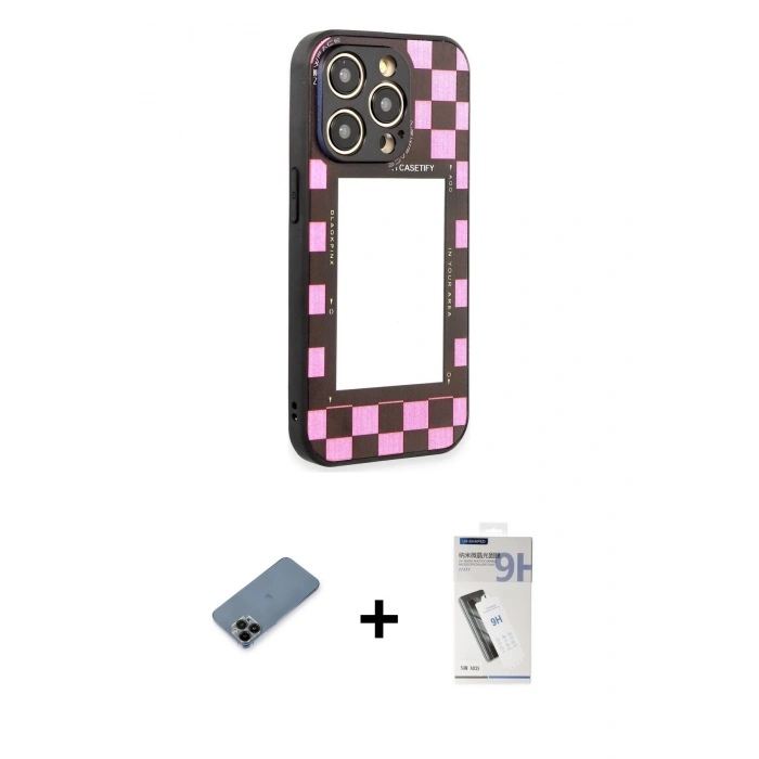 MARSİLYAN™- iPhone 12 Pro Max Kılıf Odak Klasik Serisi - Şeffaf Uv Polymer Nano Ekran Koruyucu + Shine Kamera Lens Koruma Cam - SH