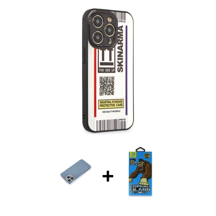 MARSİLYAN™- iPhone 12 Pro Max Kılıf Odak Klasik Serisi - Siyah 18D Cam Ekran Koruyucu + Shine Kamera Lens Koruma Cam - GS