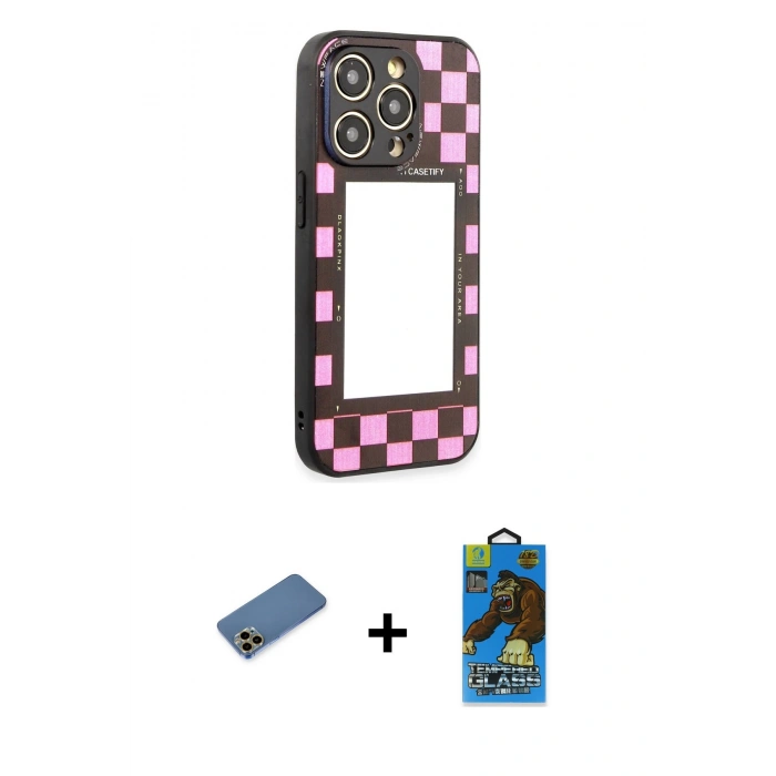 MARSİLYAN™- iPhone 12 Pro Max Kılıf Odak Klasik Serisi - Siyah 18D Cam Ekran Koruyucu + Shine Kamera Lens Koruma Cam - GD