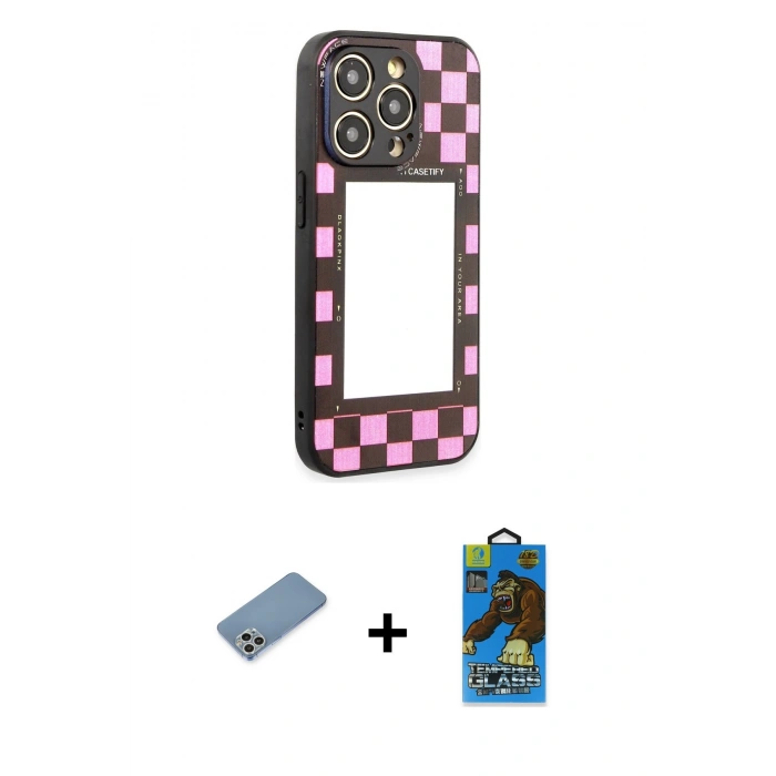 MARSİLYAN™- iPhone 12 Pro Max Kılıf Odak Klasik Serisi - Siyah 18D Cam Ekran Koruyucu + Shine Kamera Lens Koruma Cam - GS