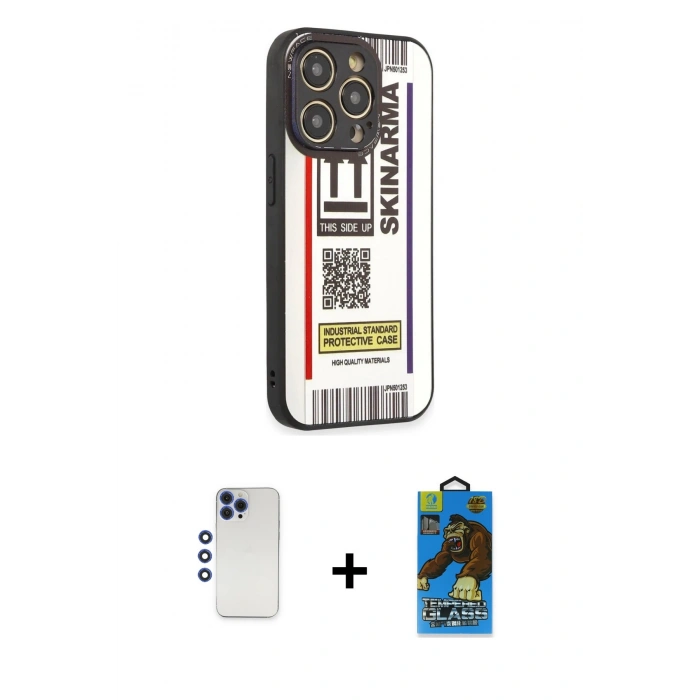 MARSİLYAN™- iPhone 12 Pro Max Kılıf Odak Klasik Serisi - Siyah 18D Cam Ekran Koruyucu + Shine Kamera Lens - LT