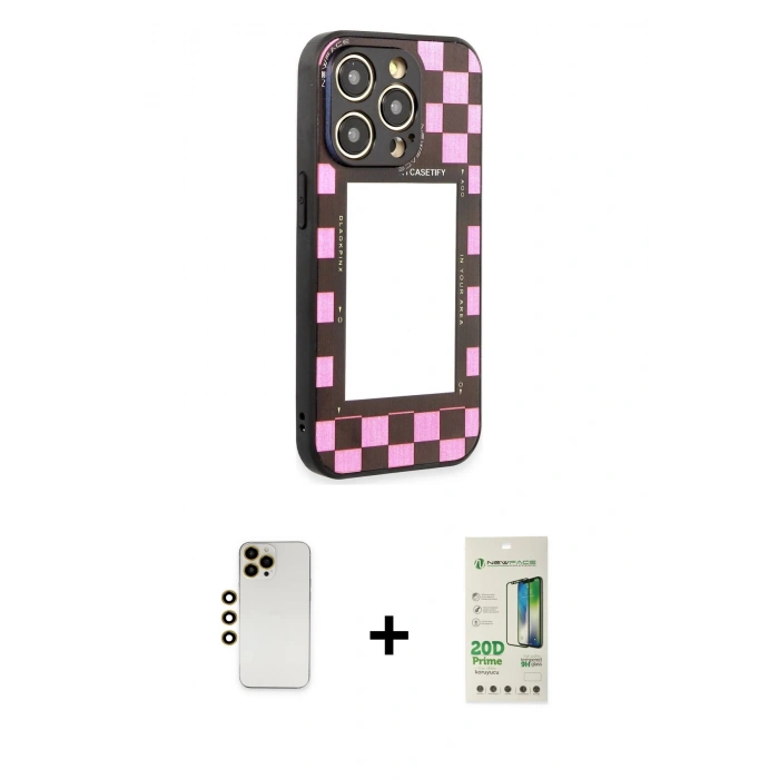 MARSİLYAN™- iPhone 12 Pro Max Kılıf Odak Klasik Serisi - Siyah 20D Premium Cam Ekran Koruyucu + Shine Kamera Lens - GD