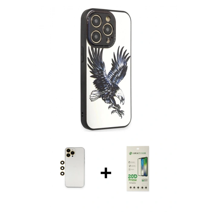 MARSİLYAN™- iPhone 12 Pro Max Kılıf Odak Klasik Serisi - Siyah 20D Premium Cam Ekran Koruyucu + Shine Kamera Lens - GD