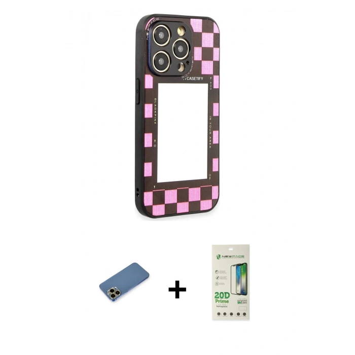 MARSİLYAN™- iPhone 12 Pro Max Kılıf Odak Klasik Serisi - Siyah 20D Premium Cam Ekran Koruyucu + Shine Kamera Lens Koruma Cam - GD