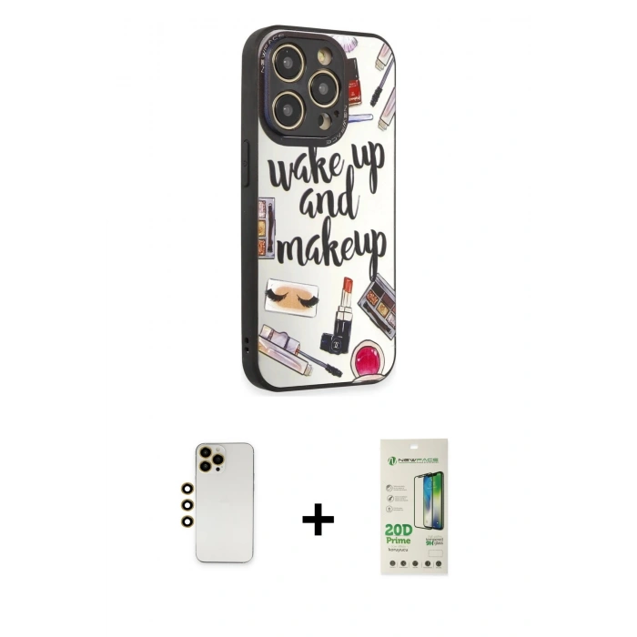 MARSİLYAN™- iPhone 12 Pro Max Kılıf Odak Klasik Serisi - Siyah 20D Premium Cam Ekran Koruyucu + Shine Kamera Lens - GD