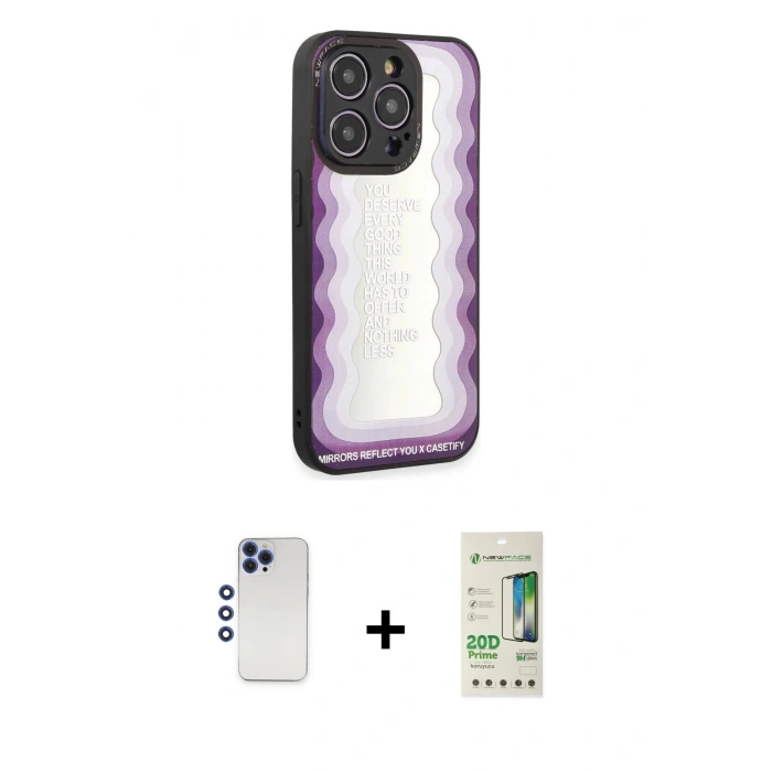 MARSİLYAN™- iPhone 12 Pro Max Kılıf Odak Klasik Serisi - Siyah 20D Premium Cam Ekran Koruyucu + Shine Kamera Lens - LT