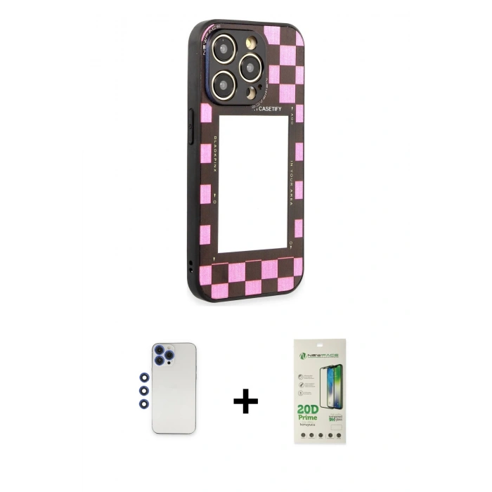 MARSİLYAN™- iPhone 12 Pro Max Kılıf Odak Klasik Serisi - Siyah 20D Premium Cam Ekran Koruyucu + Shine Kamera Lens - LT