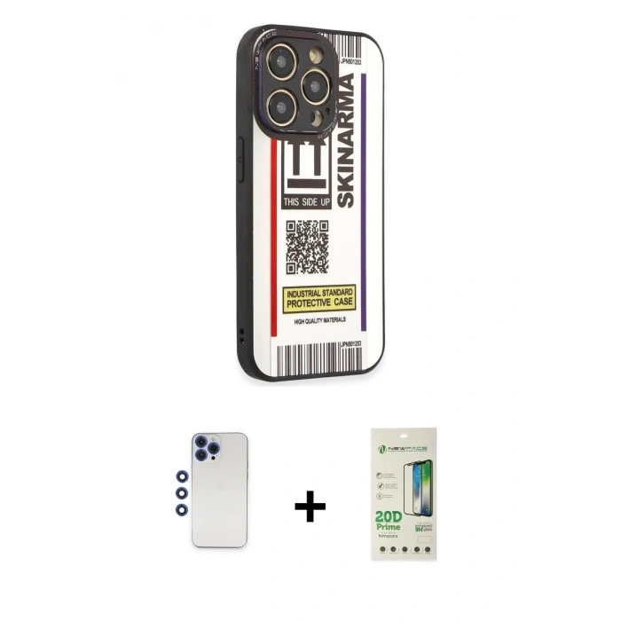 MARSİLYAN™- iPhone 12 Pro Max Kılıf Odak Klasik Serisi - Siyah 20D Premium Cam Ekran Koruyucu + Shine Kamera Lens - LT