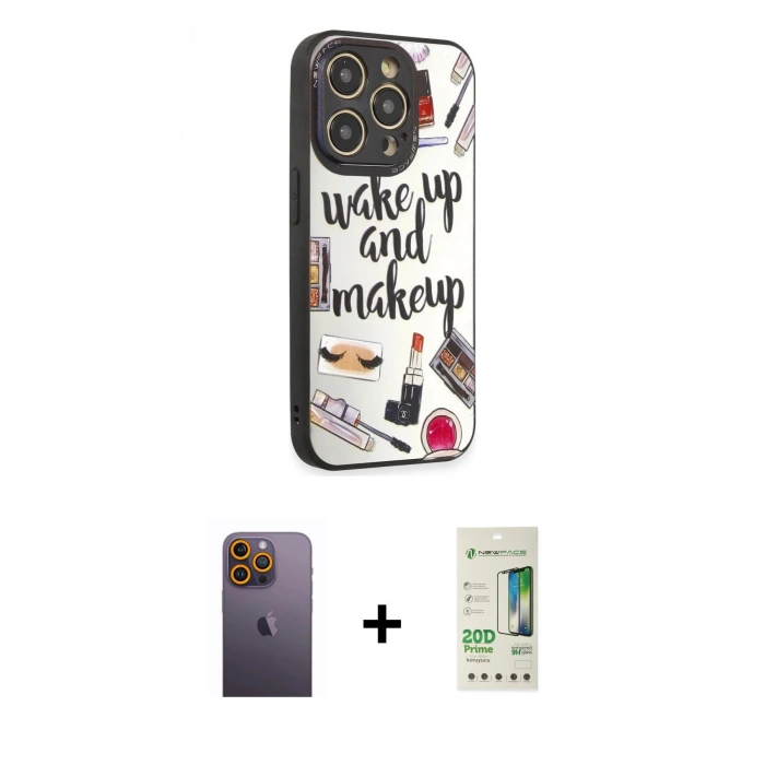 MARSİLYAN™- iPhone 12 Pro Max Kılıf Odak Klasik Serisi - Siyah 20D Premium Cam Ekran Koruyucu + Neon Fosforlu Kamera Lens - SI