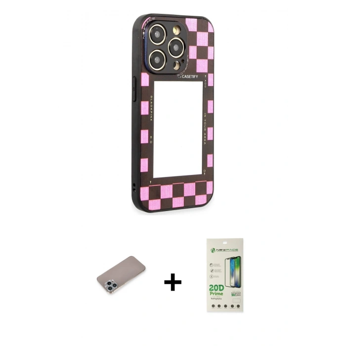 MARSİLYAN™- iPhone 12 Pro Max Kılıf Odak Klasik Serisi - Siyah 20D Premium Cam Ekran Koruyucu + Shine Kamera Lens Koruma Cam - SABE