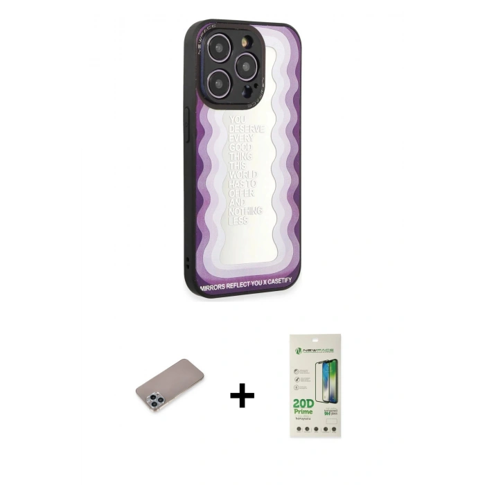 MARSİLYAN™- iPhone 12 Pro Max Kılıf Odak Klasik Serisi - Siyah 20D Premium Cam Ekran Koruyucu + Shine Kamera Lens Koruma Cam - SABE