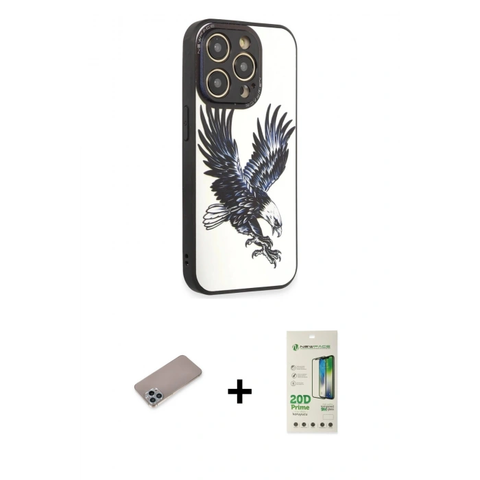 MARSİLYAN™- iPhone 12 Pro Max Kılıf Odak Klasik Serisi - Siyah 20D Premium Cam Ekran Koruyucu + Shine Kamera Lens Koruma Cam - SABE