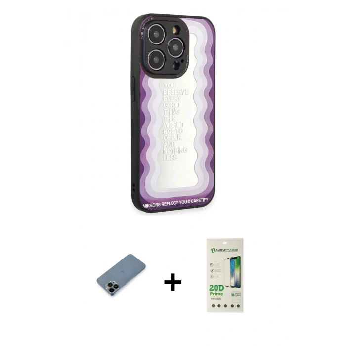 MARSİLYAN™- iPhone 12 Pro Max Kılıf Odak Klasik Serisi - Siyah 20D Premium Cam Ekran Koruyucu + Shine Kamera Lens Koruma Cam - SH