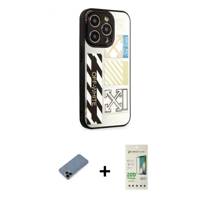 MARSİLYAN™- iPhone 12 Pro Max Kılıf Odak Klasik Serisi - Siyah 20D Premium Cam Ekran Koruyucu + Shine Kamera Lens Koruma Cam - SH