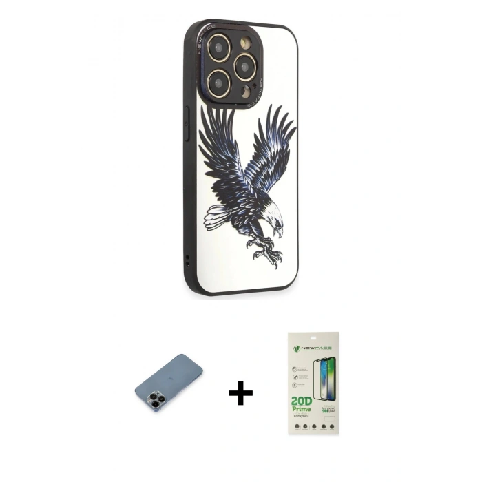 MARSİLYAN™- iPhone 12 Pro Max Kılıf Odak Klasik Serisi - Siyah 20D Premium Cam Ekran Koruyucu + Shine Kamera Lens Koruma Cam - SH