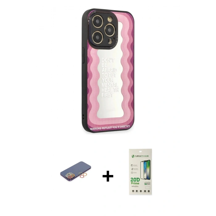 MARSİLYAN™- iPhone 12 Pro Max Kılıf Odak Klasik Serisi - Siyah 20D Premium Cam Ekran Koruyucu + Renkli Kamera Lens Koruma Cam - TU