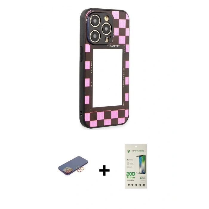 MARSİLYAN™- iPhone 12 Pro Max Kılıf Odak Klasik Serisi - Siyah 20D Premium Cam Ekran Koruyucu + Renkli Kamera Lens Koruma Cam - TU