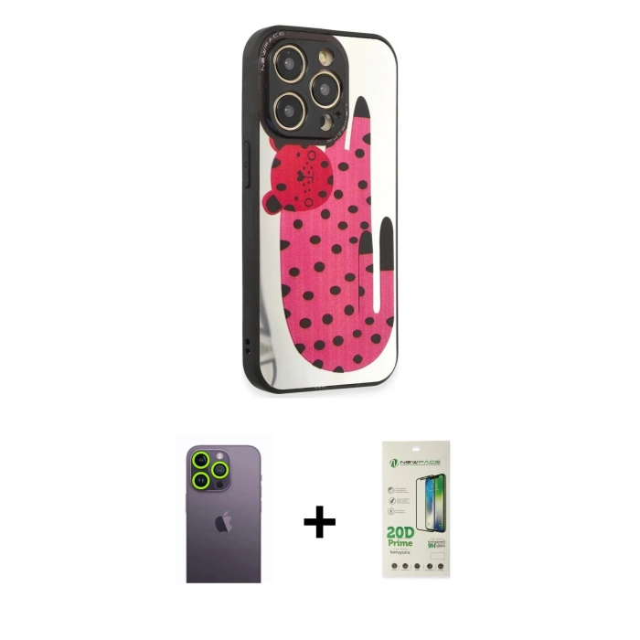 MARSİLYAN™- iPhone 12 Pro Max Kılıf Odak Klasik Serisi - Siyah 20D Premium Cam Ekran Koruyucu + Neon Fosforlu Kamera Lens - YL