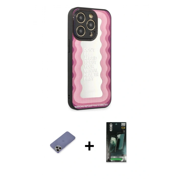 MARSİLYAN™- iPhone 12 Pro Max Kılıf Odak Klasik Serisi - Siyah 360 Mat Full Body Arka Koruyucu + Metal Kamera Lens Koruma Cam - GD