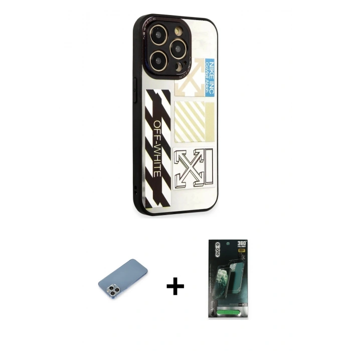 MARSİLYAN™- iPhone 12 Pro Max Kılıf Odak Klasik Serisi - Siyah 360 Mat Full Body Arka Koruyucu + Shine Kamera Lens Koruma Cam - GS