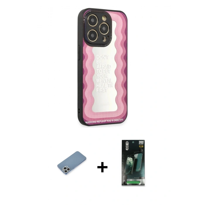 MARSİLYAN™- iPhone 12 Pro Max Kılıf Odak Klasik Serisi - Siyah 360 Mat Full Body Arka Koruyucu + Shine Kamera Lens Koruma Cam - GS