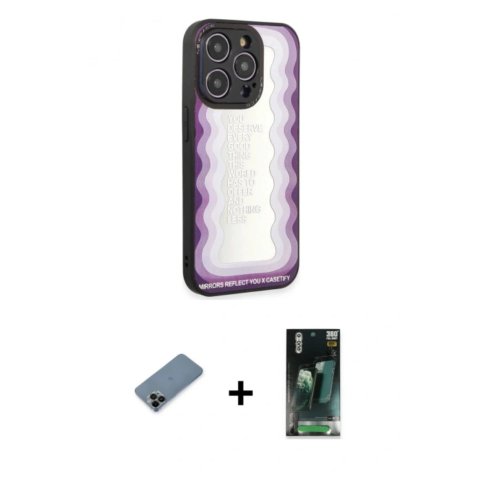 MARSİLYAN™- iPhone 12 Pro Max Kılıf Odak Klasik Serisi - Siyah 360 Mat Full Body Arka Koruyucu + Shine Kamera Lens Koruma Cam - SH