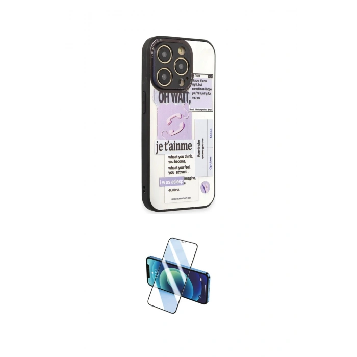 MARSİLYAN™- iPhone 12 Pro Max Kılıf Odak Klasik Serisi - Siyah 3D Antistatik Cam Ekran Koruyucu