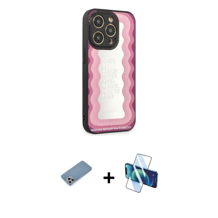 MARSİLYAN™- iPhone 12 Pro Max Kılıf Odak Klasik Serisi - Siyah 3D Antistatik Cam Ekran Koruyucu + Shine Kamera Lens Koruma Cam - GS