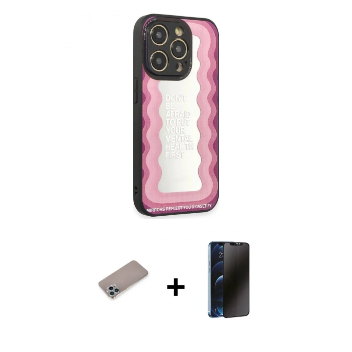 MARSİLYAN™- iPhone 12 Pro Max Kılıf Odak Klasik Serisi - Siyah 3D Antistatik Hayalet Cam Ekran Koruyucu + Shine Kamera Lens Koruma Cam - SABE