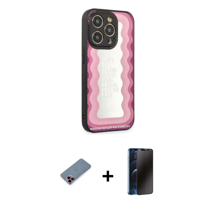 MARSİLYAN™- iPhone 12 Pro Max Kılıf Odak Klasik Serisi - Siyah 3D Antistatik Hayalet Cam Ekran Koruyucu + Metal Kamera Lens Koruma Cam - KI