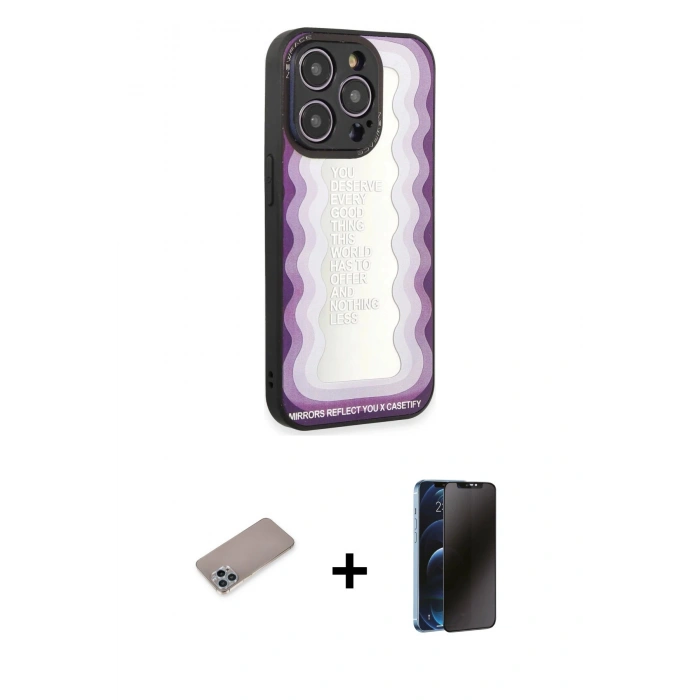 MARSİLYAN™- iPhone 12 Pro Max Kılıf Odak Klasik Serisi - Siyah 3D Antistatik Hayalet Cam Ekran Koruyucu + Shine Kamera Lens Koruma Cam - SABE