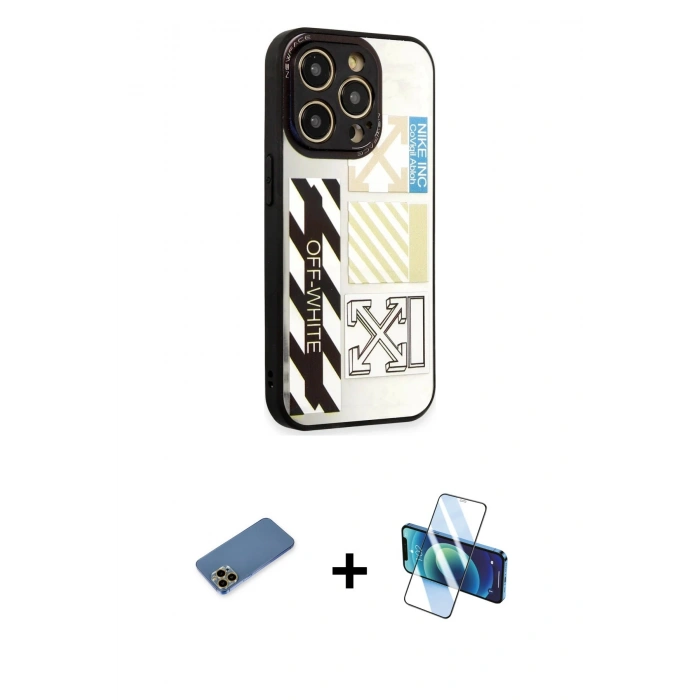 MARSİLYAN™- iPhone 12 Pro Max Kılıf Odak Klasik Serisi - Siyah 3D Antistatik Seramik Nano Ekran Koruyucu + Shine Kamera Lens Koruma Cam - GD