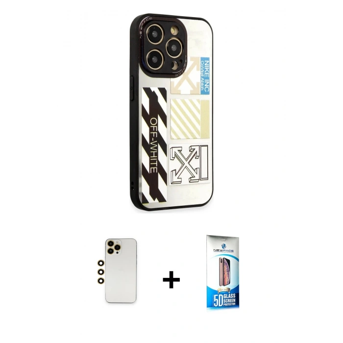 MARSİLYAN™- iPhone 12 Pro Max Kılıf Odak Klasik Serisi - Siyah 5D Eko Cam Ekran Koruyucu + Shine Kamera Lens - GD