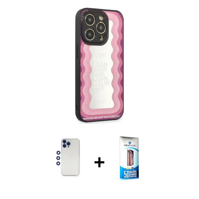 MARSİLYAN™- iPhone 12 Pro Max Kılıf Odak Klasik Serisi - Siyah 5D Eko Cam Ekran Koruyucu + Shine Kamera Lens - LT