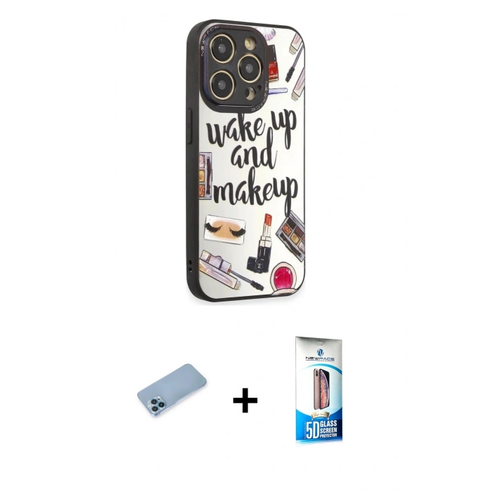 MARSİLYAN™- iPhone 12 Pro Max Kılıf Odak Klasik Serisi - Siyah 5D Eko Cam Ekran Koruyucu + Shine Kamera Lens Koruma Cam - MI