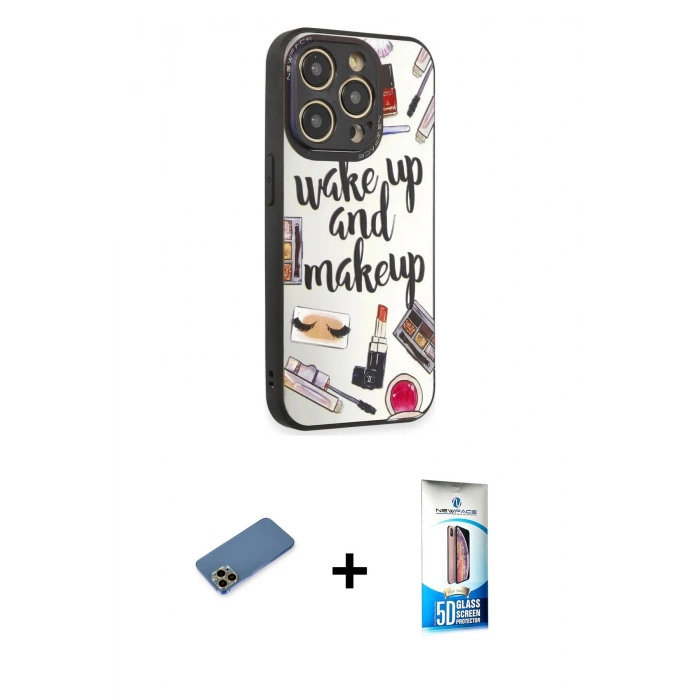 MARSİLYAN™- iPhone 12 Pro Max Kılıf Odak Klasik Serisi - Siyah 5D Eko Cam Ekran Koruyucu + Shine Kamera Lens Koruma Cam - GD