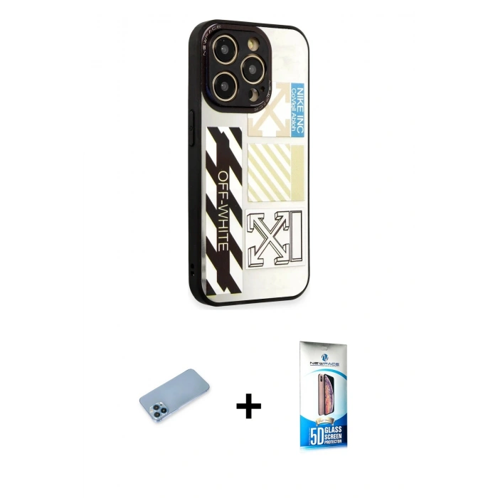 MARSİLYAN™- iPhone 12 Pro Max Kılıf Odak Klasik Serisi - Siyah 5D Eko Cam Ekran Koruyucu + Shine Kamera Lens Koruma Cam - MI