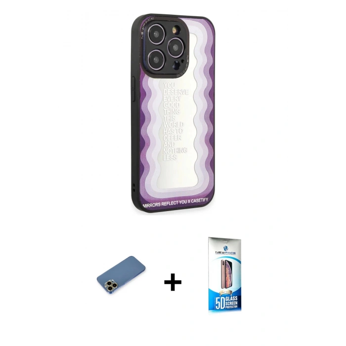 MARSİLYAN™- iPhone 12 Pro Max Kılıf Odak Klasik Serisi - Siyah 5D Eko Cam Ekran Koruyucu + Shine Kamera Lens Koruma Cam - GD