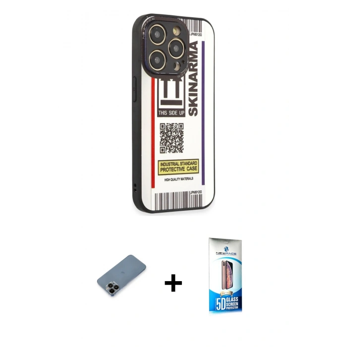 MARSİLYAN™- iPhone 12 Pro Max Kılıf Odak Klasik Serisi - Siyah 5D Eko Cam Ekran Koruyucu + Shine Kamera Lens Koruma Cam - SH