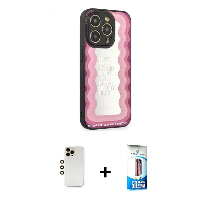 MARSİLYAN™- iPhone 12 Pro Max Kılıf Odak Klasik Serisi - Siyah 5D Eko Cam Ekran Koruyucu + Shine Kamera Lens - GD
