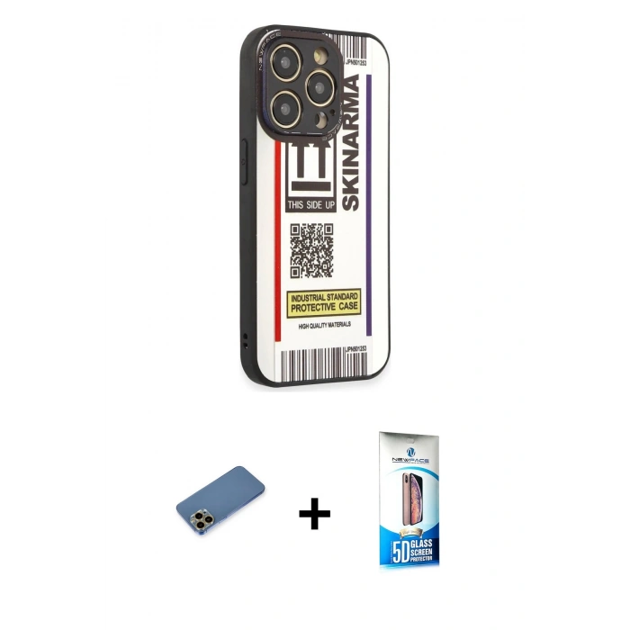 MARSİLYAN™- iPhone 12 Pro Max Kılıf Odak Klasik Serisi - Siyah 5D Eko Cam Ekran Koruyucu + Shine Kamera Lens Koruma Cam - GD