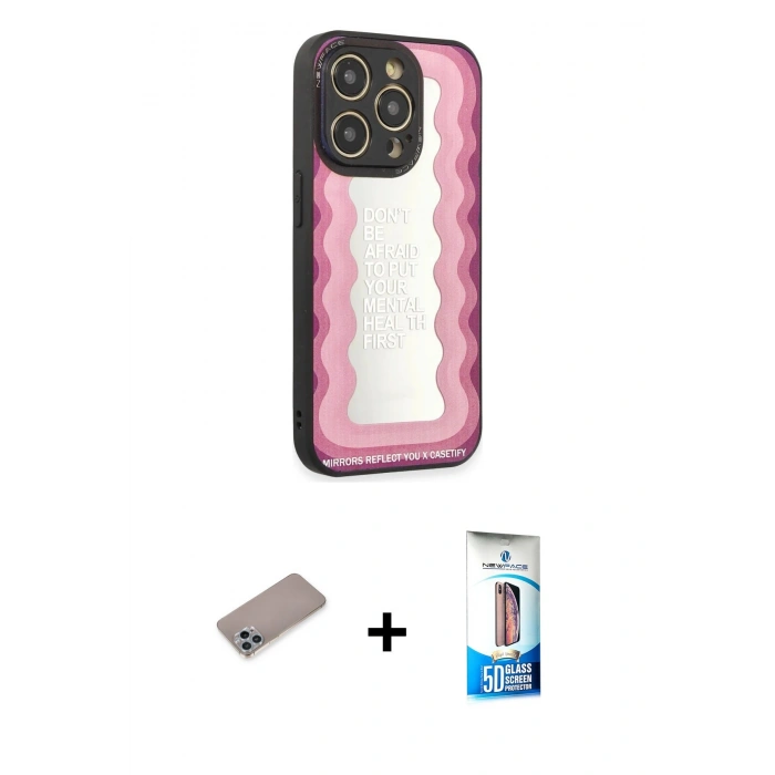 MARSİLYAN™- iPhone 12 Pro Max Kılıf Odak Klasik Serisi - Siyah 5D Eko Cam Ekran Koruyucu + Sierra Blue Shine Kamera Lens Koruma Cam